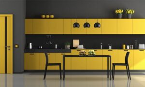 Yellow Kitchen Decor Features: