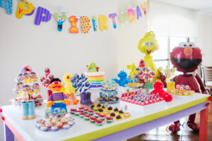 Sesame Street Birthday Table Setup Ideas: 